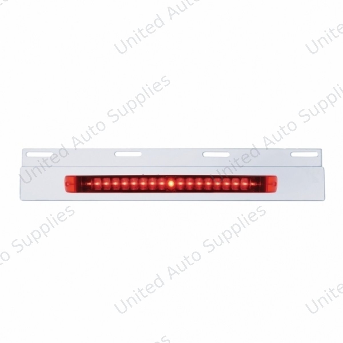 Stainless Top Mud Flap Plate With 19 LED 17" Light Bar - Red LED/Red Lens (Each)