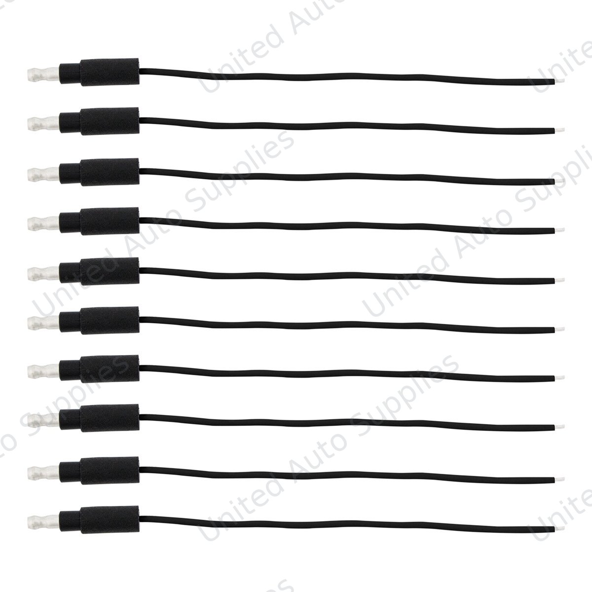 6" Single Lead Wire With .180 Bullet Termination & Stripped End - Black (10 Pcs)