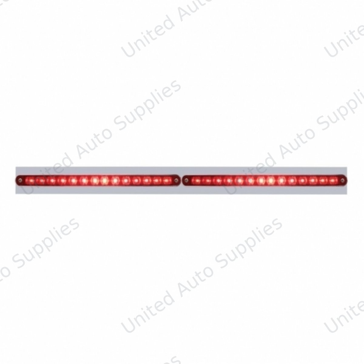 Chrome Top Mud Flap Plate With Two 14 LED 12" Light Bars - Red LED/Red Lens (Each)