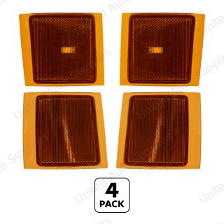 Front Side Marker Lights & Reflectors For 1994-2002 Chevrolet Truck (Complete Set/4)