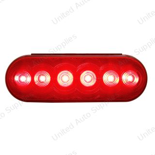6 LED Oval Light (Stop, Turn & Tail) - Red LED/Red Lens (Bulk)