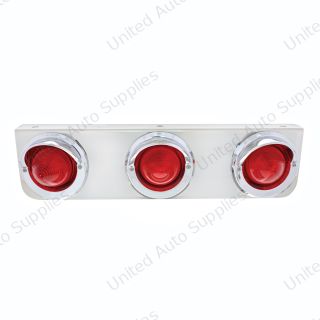 Stainless Steel Bracket With 3 Red Lights & Chrome Visor Bezels