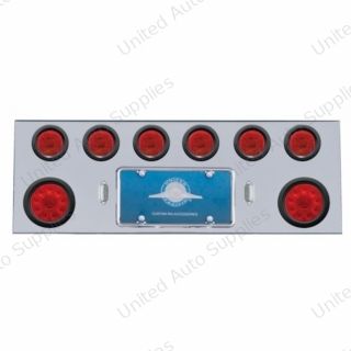 SS Rear Center Panel With 2X 10 LED 4" Lights & 6X 13 LED 2.5" Lights -Red LED & Lens