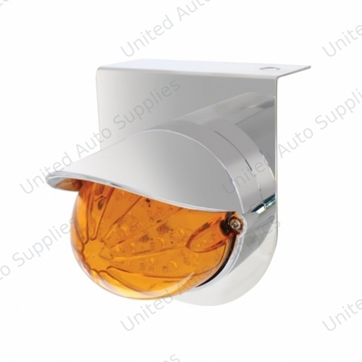 Stainless Light Bracket With 19 LED Bullet Style Grakon 1000 Light & Visor - Amber LED/Amber Lens