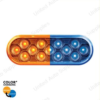 13 LED 6" Oval Double Fury Light (Turn Signal)-Amber & Blue LED/Clear Lens