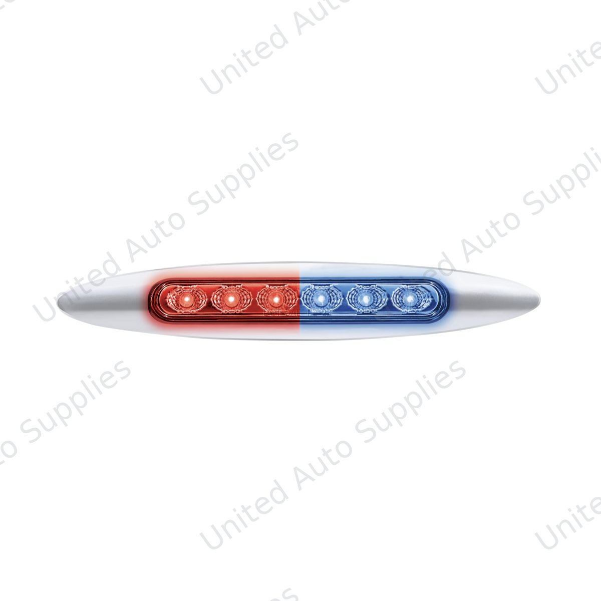 Double Fury 6 LED Dual Function 6" Marker Light With Chrome Bezel-Red & Blue/Clear Lens