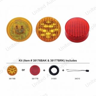 13 LED 2.5" Round Light Kit (Clearance/Marker) - Red LED/Red Lens