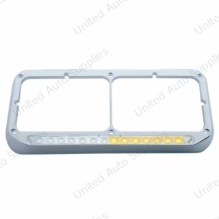 Rectangular Dual Headlight Bezel With LED Sequential Light Bar (Driver) - Amber LED/Clear Lens