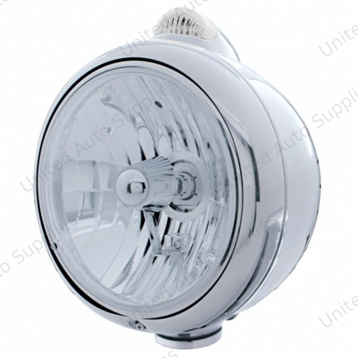 Chrome Guide 682-C Style Headlight Crystal H4 & LED Signal Clear Lens