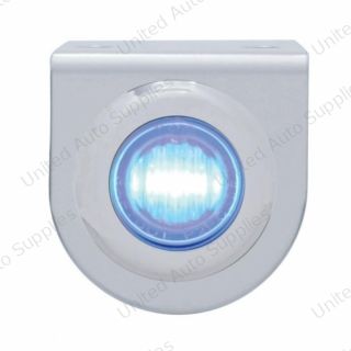 Stainless Light Bracket With 3 LED 3/4" Mini Light - Blue LED/Clear Lens