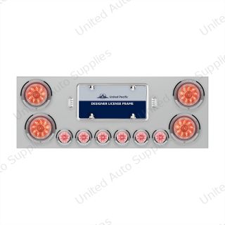 SS Rear Center Panel With 4X 10 LED 4" Lights & 6X 9 LED 2" Lights -Red LED/Clear Lens