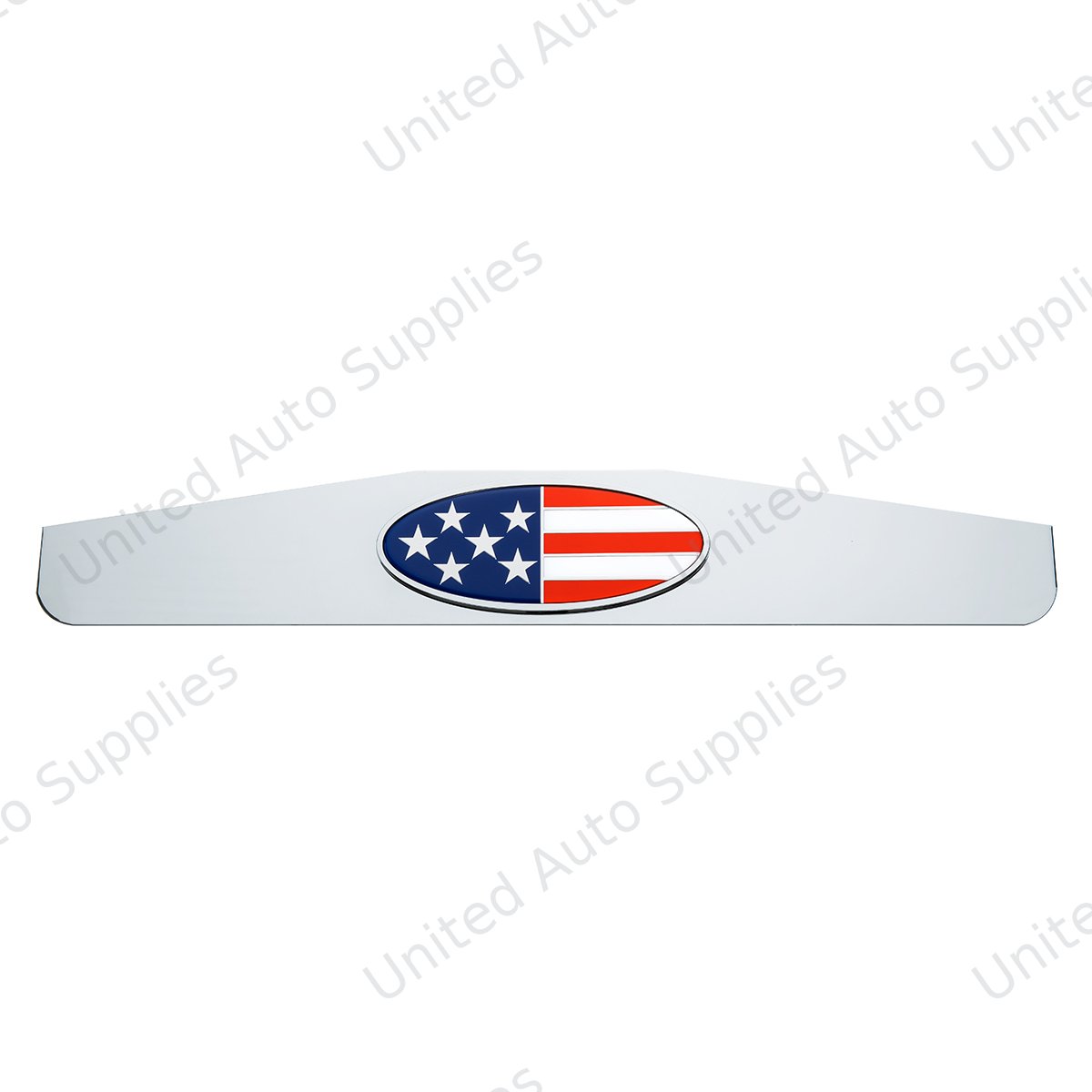 4" x 24" Chrome Bottom Mud Flap Weight With Oval USA Flag Emblem