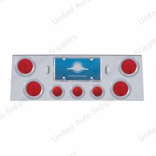 Stainless Rear Center Panel With 4X 4" Lights & 3X 2.5" Beehive Lights & Bezels