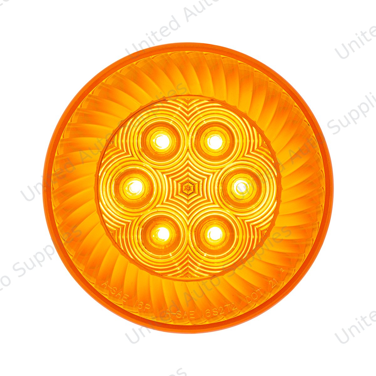 16 LED 4" Round Turbine Light (Turn Signal) - Amber LED/Amber Lens