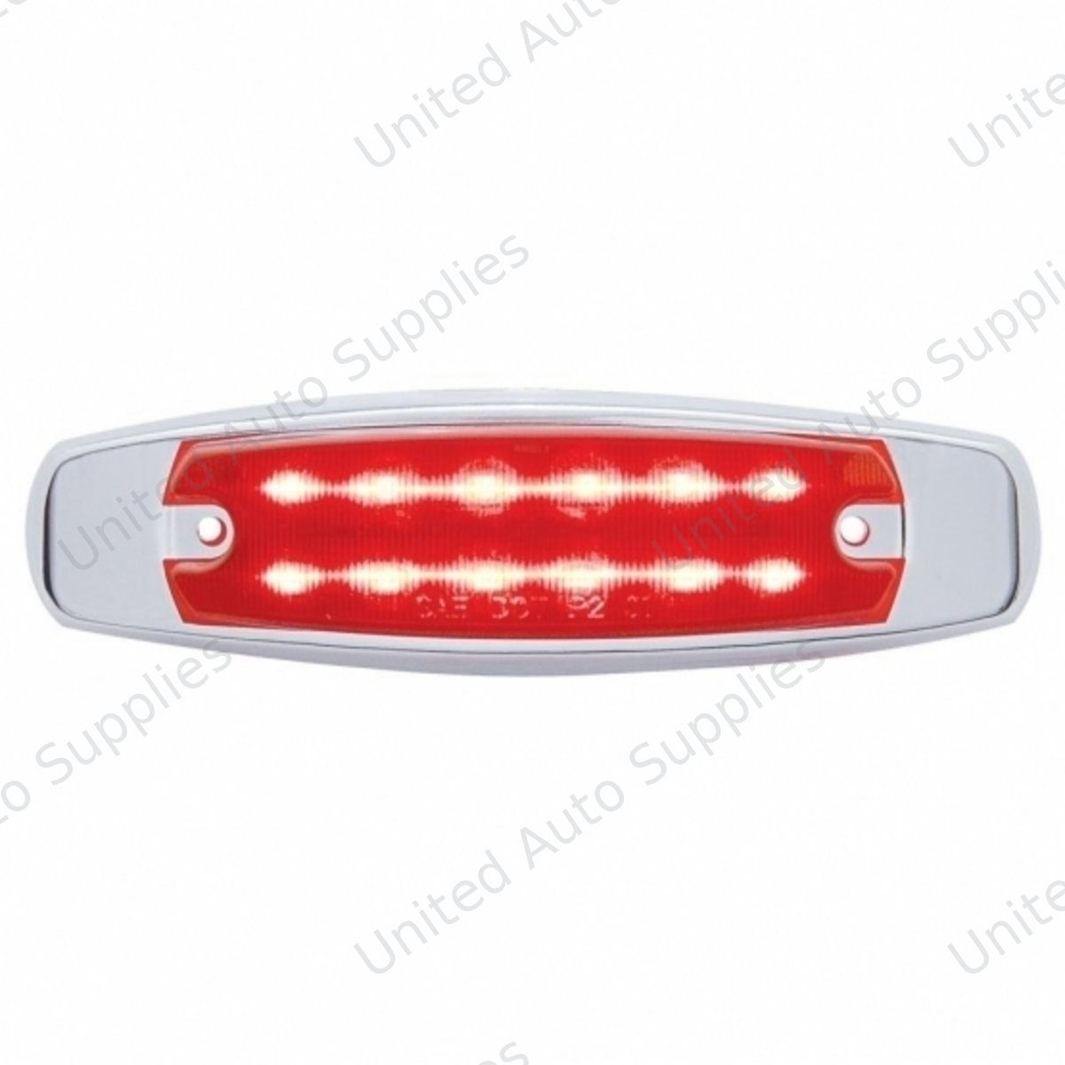 12 LED Rectangular Light (Clearance/Marker) With Chrome Bezel - Red LED/Red Lens