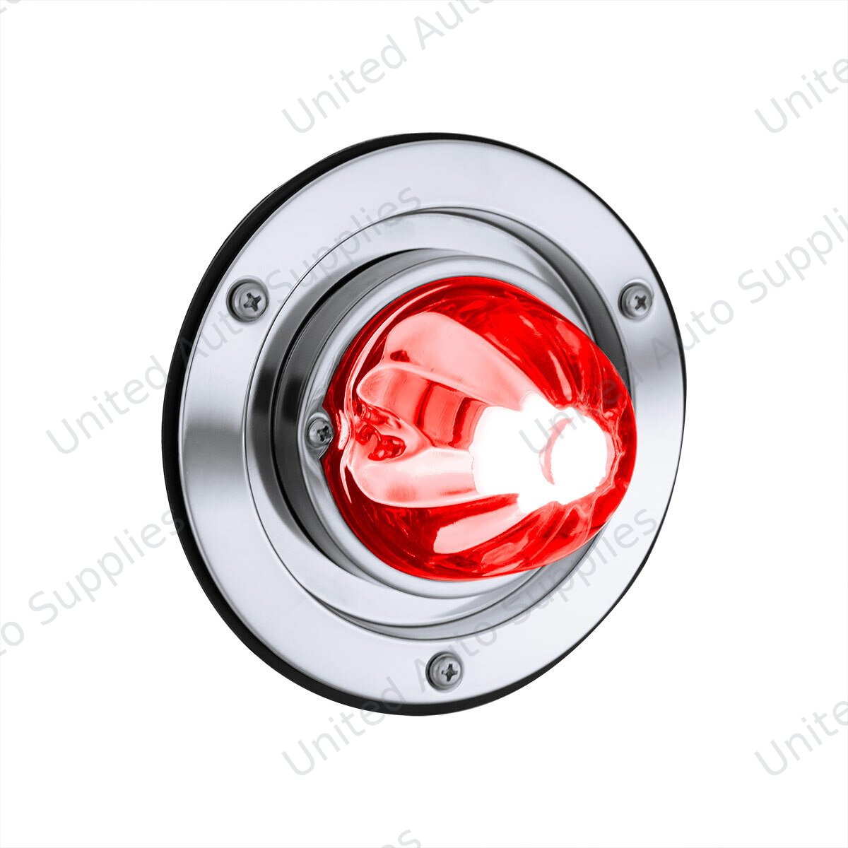 Dual Function Glass Watermelon Light Sleeper Bunk Kit With 304 Stainless Steel Bezel & LED Bulb-Clear Lens/Red LED