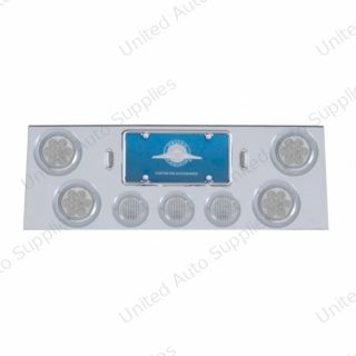 SS Rear Center Panel With 4X 7 LED 4" Reflector Lights & 3X 13 LED 2.5" Lights -Red LED/Clear Lens