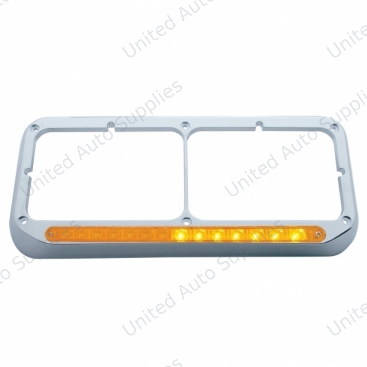 Rectangular Dual Headlight Bezel With LED Sequential Light Bar (Driver) - Amber LED/Amber Lens