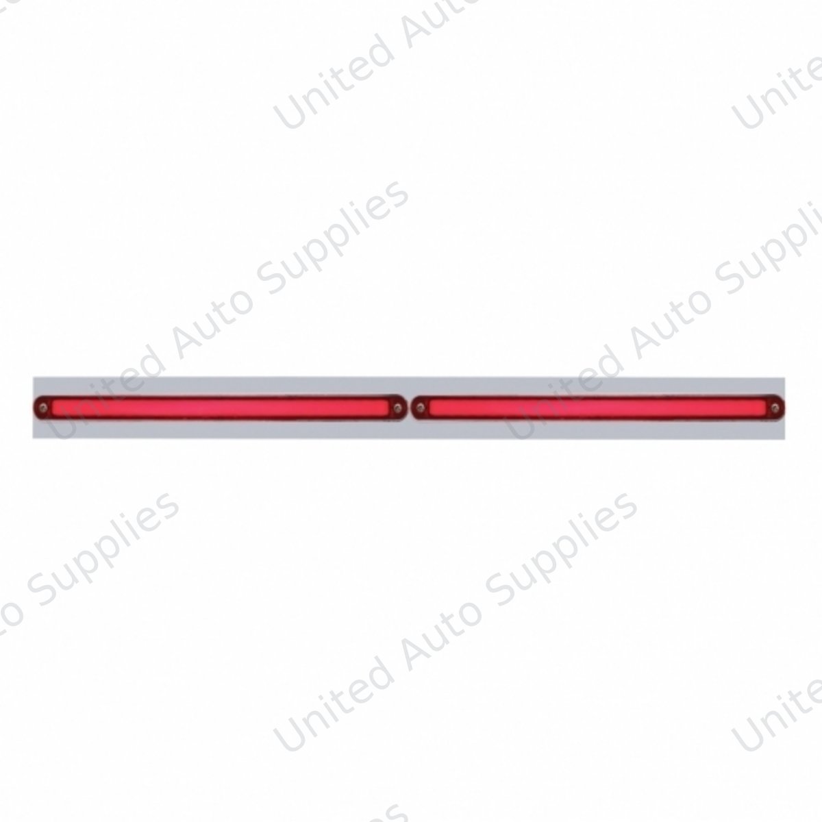 Chrome Top Mud Flap Plate With Two 24 LED 12" GloLight Bars - Red LED/Red Lens (Each)