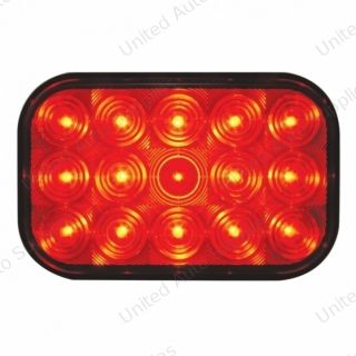 15 LED Rectangular Light (Stop, Turn & Tail) - Red LED/Red Lens