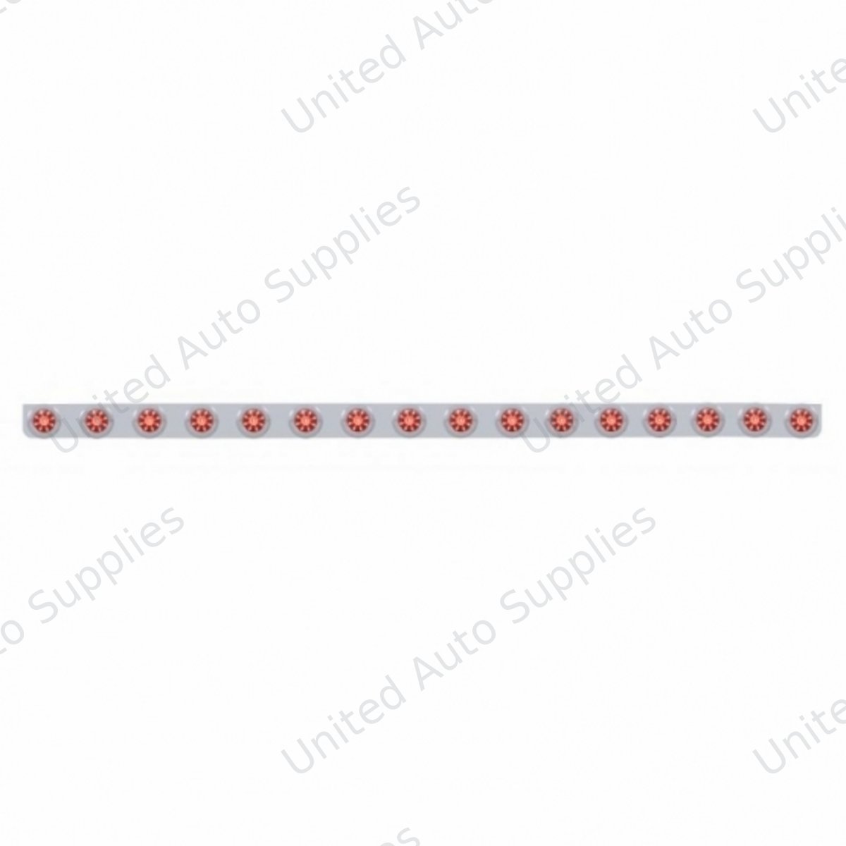 79-1/2" SS Bumper Light Bracket With 16X 9 LED 2" Beehive Lights & Bezels -Red LED & Lens