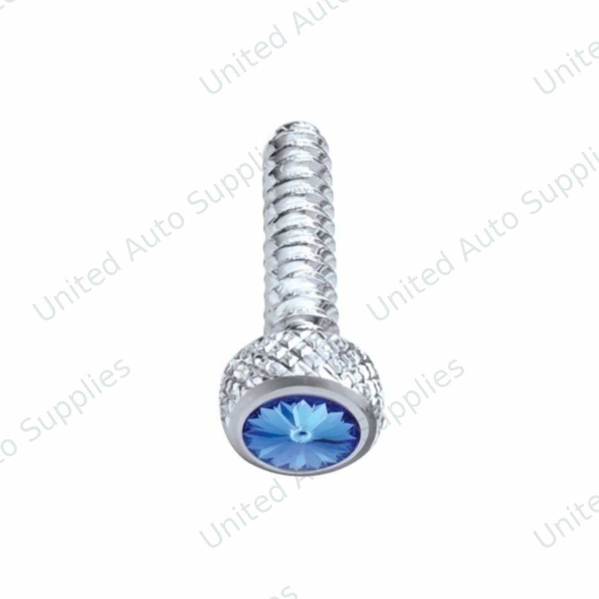 Chrome Short Dash Screw For Freightliner With Blue Crystal (Bulk)