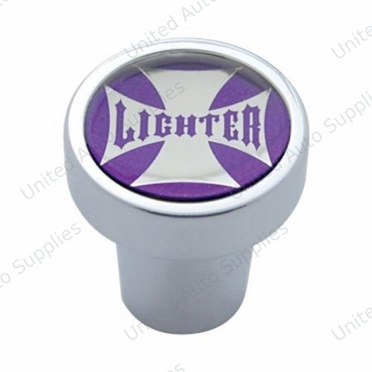 Cigarette Lighter Knob - Purple Maltese Cross Sticker