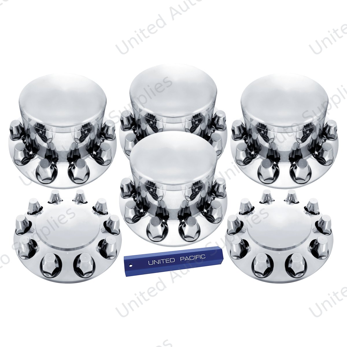 Dome Axle Cover Combo Kit With 33mm Standard Thread-On Nut Covers & Nut Cover Tool - Chrome