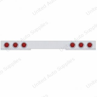 Chrome 1 Piece Rear Light Bar With Six 36 LED 4" Lights & Bezels - Red LED/Red Lens