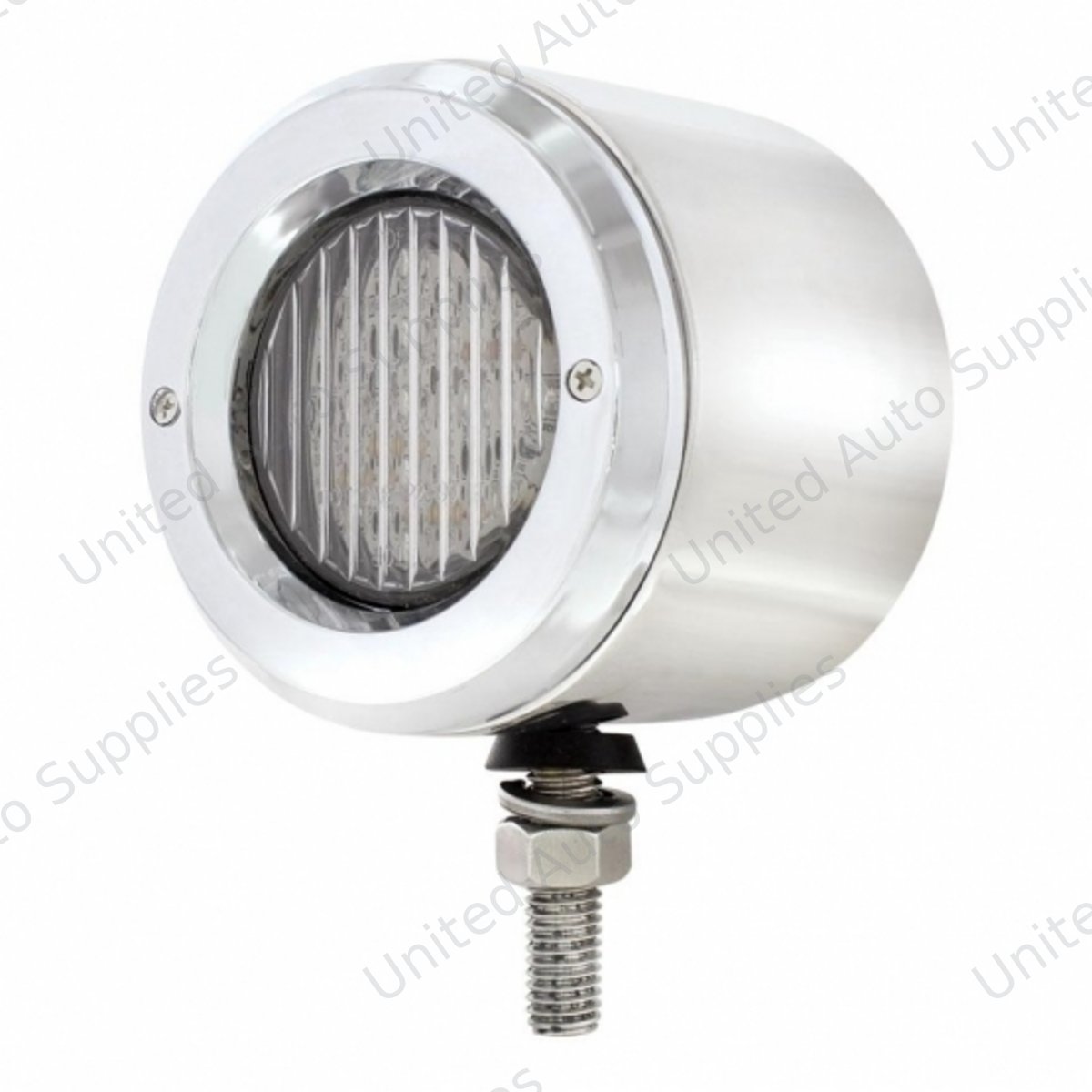 Stainless 2.5" Double Face Light With LED Lights & Bezels - Amber & Red LED/Clear Lens