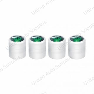 Chrome Round Valve Caps With Green Crystal (4-Pack)