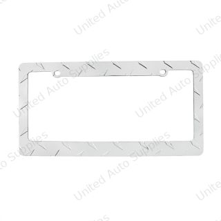 Diamond Plate License Plate Frame - Chrome