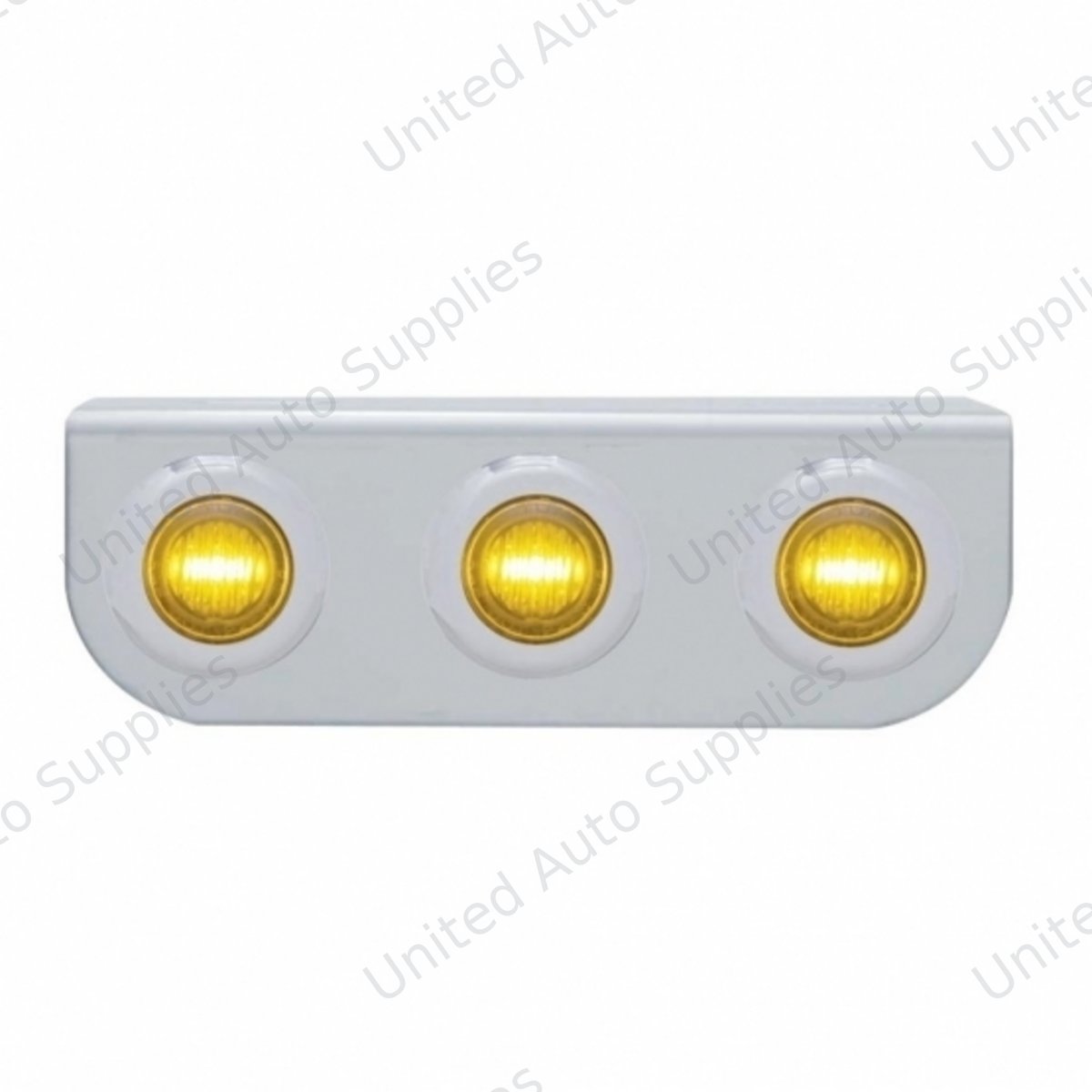 Stainless Light Bracket With 3X 3 LED 3/4" Mini Lights - Amber LED/Amber Lens