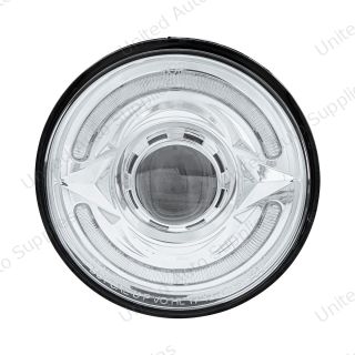 ULTRALIT- LED 5-3/4" Round Headlight With 60 LED Dual Color Light Bar, Amber & White LED - Low Beam