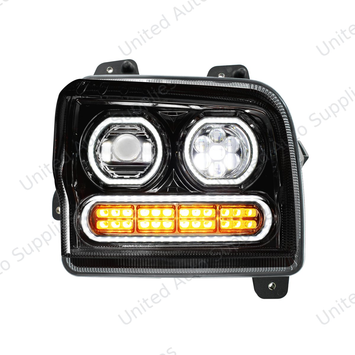 High Power 10 LED Blackout Headlight With 24 LED Turn & 100 LED Halo For 2019-2024 Kenworth W990-Passenger