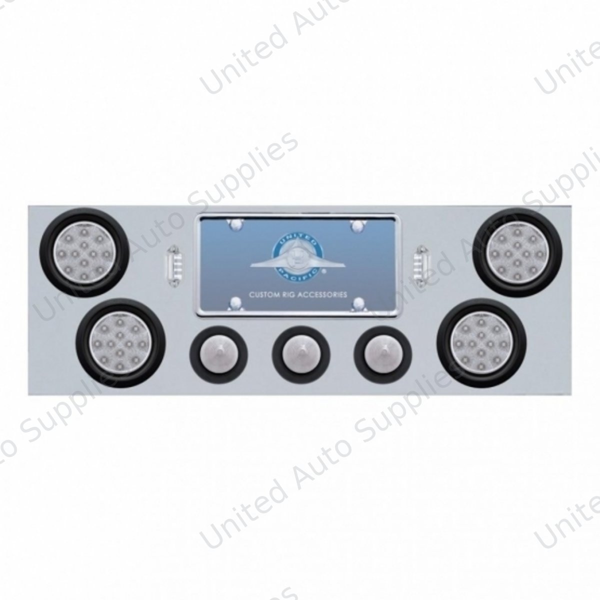 SS Rear Center Panel With 4X 12 LED 4" Reflector Light & 3X 13 LED 2.5" Beehive Light -Red LED/Clear Lens
