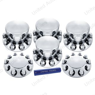 Dome Axle Cover Combo Kit With 33mm Standard Thread-On Nut Covers & Nut Cover Tool - Chrome