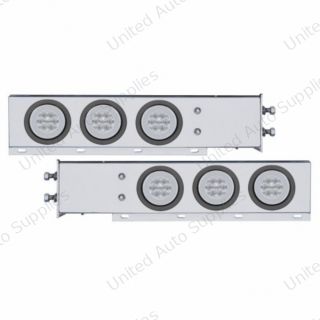 2.5" Bolt Pattern Chrome Spring Loaded Rear Bar W/6X 21 Red LED 4" GloLight & Grommet-Clear Lens (Pair)