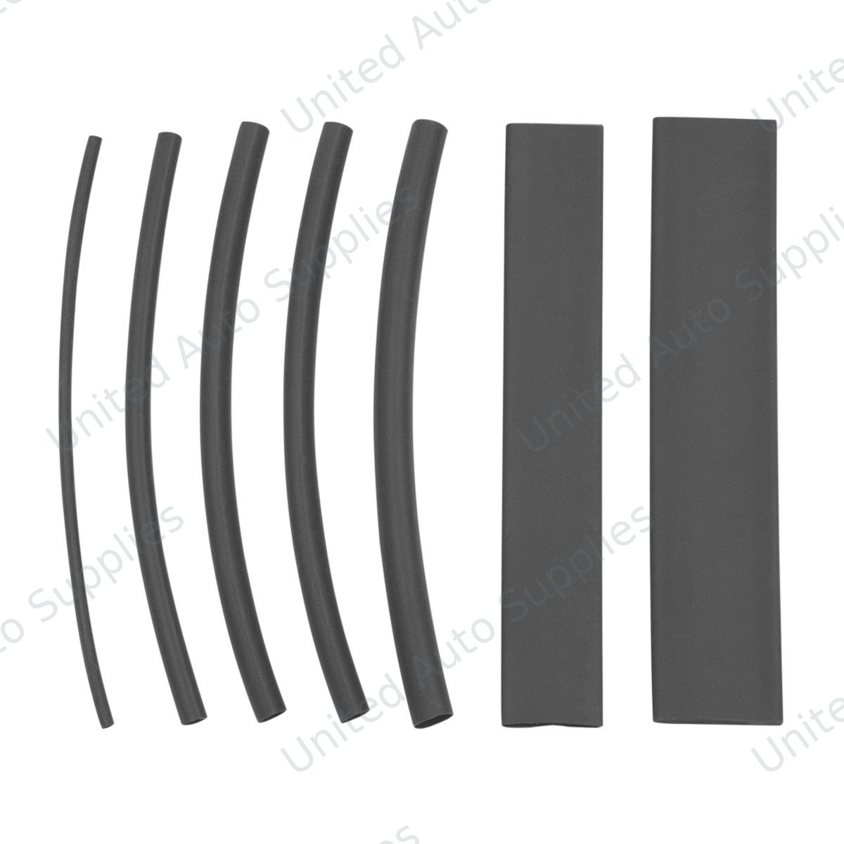 Assorted 1/16",1/8",3/16",1/4",3/8",1/2" Black Heat Shrink Tubing, 4" Long (7-Pack)