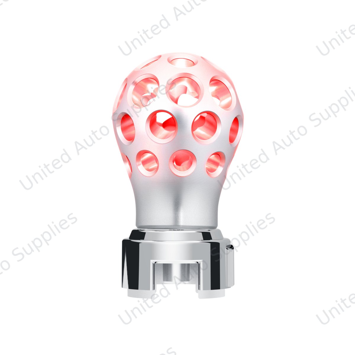 Thread-On Annodized Phoenix Ball Gearshift Knob With LED 13/15/18 Speed Adapter-Red LED