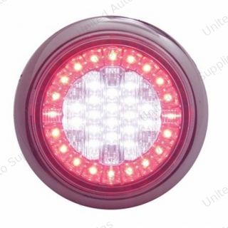 38 LED Euro Style Flange Mount Light (Stop, Turn & Tail) - White LED/Red LED/Clear Lens (Bulk)