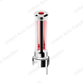 Thread-On Chrome Sonoma Gearshift Knob With LED 13/15/18 Speed Adapter-Red Crystal/Red LED
