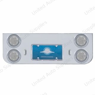 Chrome Rear Center Panel With Four 7 LED 4" Reflector Lights & Visors - Red LED/Clear Lens