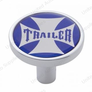 "Trailer" Long Air Valve Knob - Blue Maltese Cross Sticker