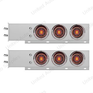 2.5" Bolt Pattern Chrome Spring Loaded Bar W/6X 4" 13 LED Abyss Lights & Visors - Red LED/Clear Lens (Pair)