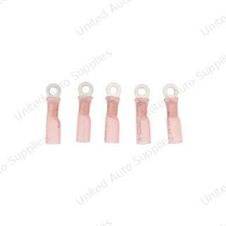 22-18 AWG #6 Stud CS Heat Shrink Ring Terminal - Red (5-Pack)