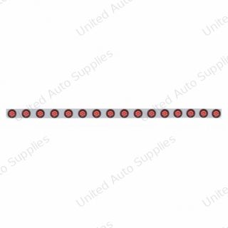 79-1/2" Stainless Bumper Light Bracket With 16X 9 LED 2" Light & Grommets - Red LED/Red Lens
