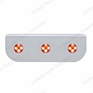Stainless Light Bracket With Three 4 LED Fastener Lights - Red LED/Clear Lens