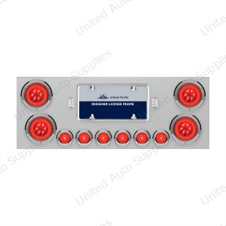 SS Rear Center Panel With 4X 21 LED 4" GloLight & 6X 6 LED 2" GloLight & Bezels -Red LED & Lens