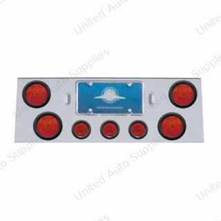 SS Rear Center Panel With 4X 7 LED 4" Reflector Lights & 3X 13 LED 2.5" Lights -Red LED & Lens